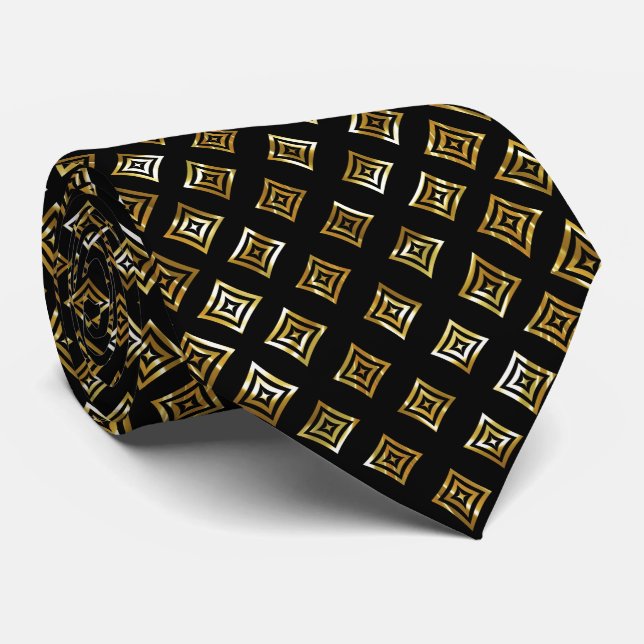Gold Geometric Shapes Tie (Rolled)