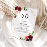 Gold Geometric Spring Floral 50th Birthday Party