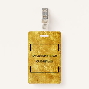 gold geometric square modern trendy badge lanyard