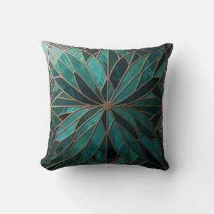 Gold Geometric Starburst Pattern Art Deco Luxury Throw Pillow