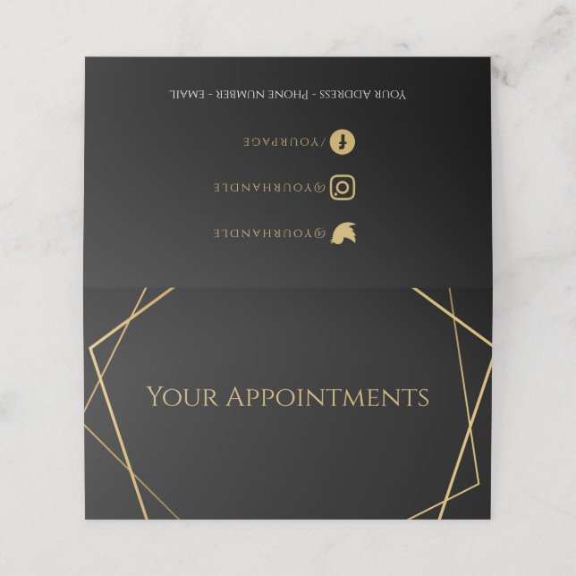 Gold geometric stylist appointment card (Outside Unfolded)