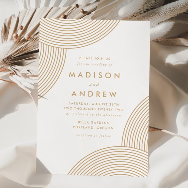 Gold Geometric Swirl Wedding Invitation (Creator Uploaded)