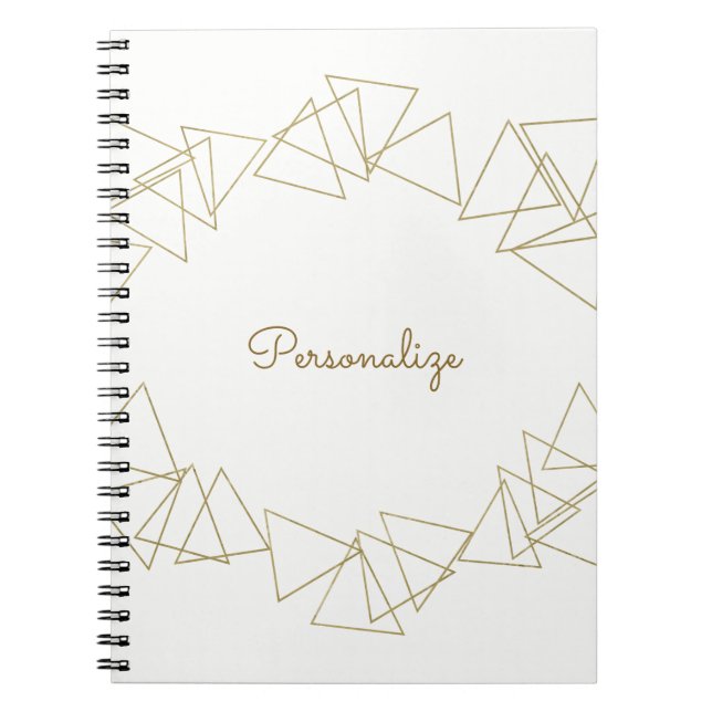 Gold Geometric Triangles Modern Glamour Chic Glam Notebook (Front)