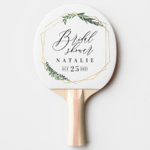 gold geometric watercolor bridal shower ping pong paddle