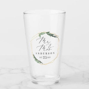 gold geometric watercolor foliage glass