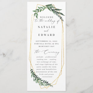 gold geometric watercolor greenery program