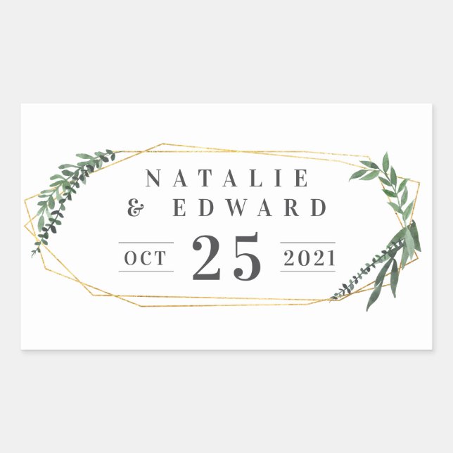 gold geometric watercolor greenery sticker (Front)