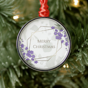 Gold geometric watercolor leafy flower frame metal ornament