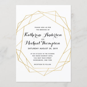 Gold Geometric Wedding Invitation