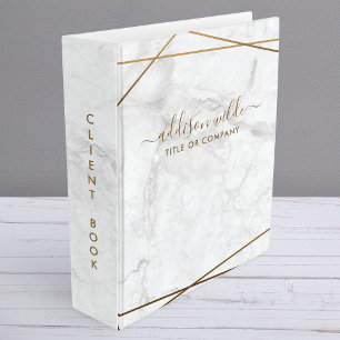 Gold Geometric White Marble Abstract Simple Modern Binder