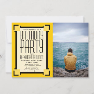 Gold Géométrique Art Déco Invitation de fête d'ann