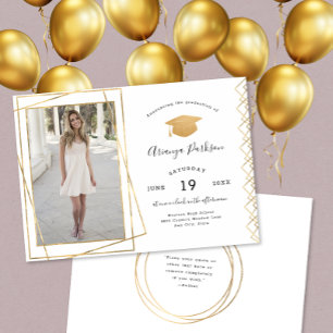 Gold Géométrique graduation photo Invitation