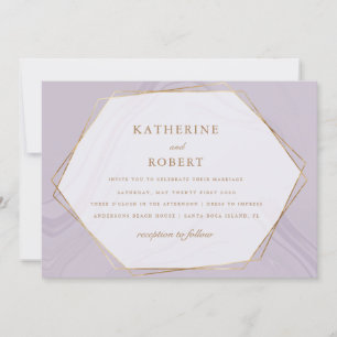 gold geomtric marble Wedding Invitation