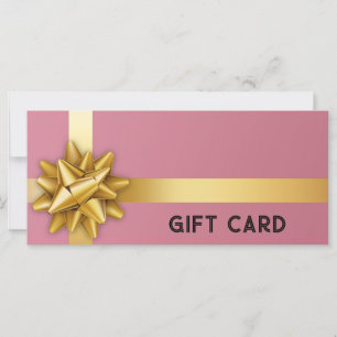 Gold Gift Bow Satin Ribbon Trendy Pink Gift Card