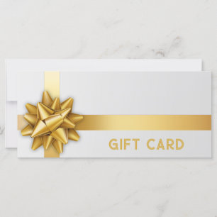 Gold Gift Bow Satin Ribbon Trendy White Gift Card