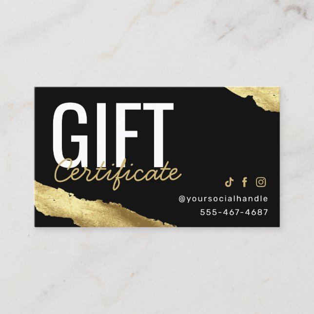 Gold Gift Certificate  (Front)
