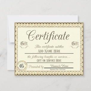 Gold Gift Certificate Invitation