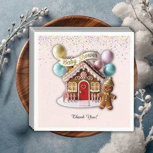 Gold Gingerbread House Baby Shower Napkin