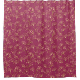 Gold Ginkgo Leaves Burgundy Luxury Botanical