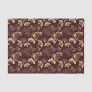 Gold Ginkgo Leaves on Red Elegant Botanical Tissue Paper