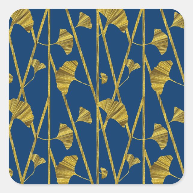 gold ginkgo square sticker (Front)