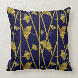 gold ginkgo throw pillow