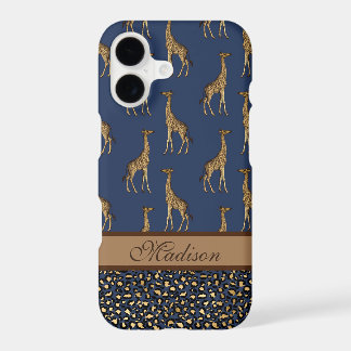 Gold Giraffe Stylish Navy Blue Stylish Script