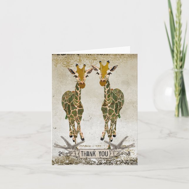 Gold Giraffes Thank You Notecard (Front)