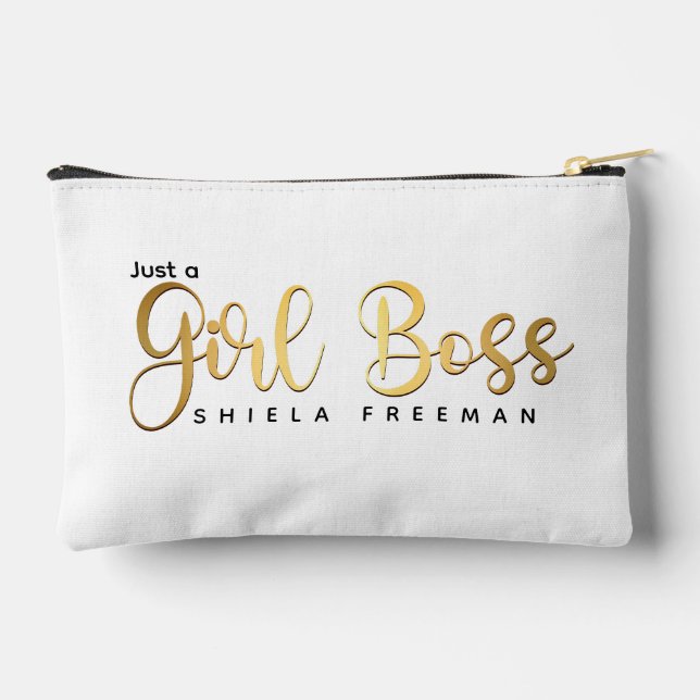 Gold Girl boss Best Boss EVER Best  add name Accessory Pouch (Back)