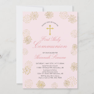 Gold   Girl First Holy Communion Invitation