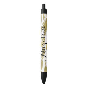 Gold Glam Abstract Personalized Black Ink Pen