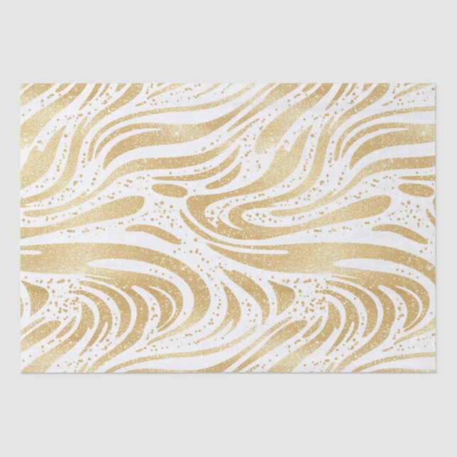 Gold Glam Abstract Swirls Birthday Tissue Paper (Front)