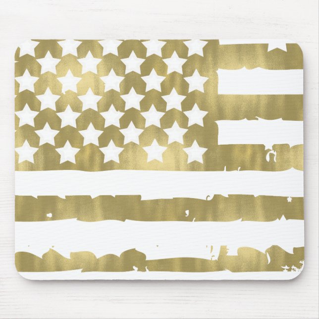 Gold Glam Abstract USA Flag Mouse Pad (Front)