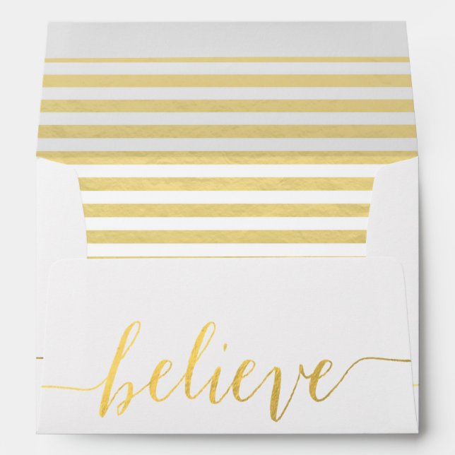 Gold Glam Believe | Enveloppe de vacances (Dos (Bas))