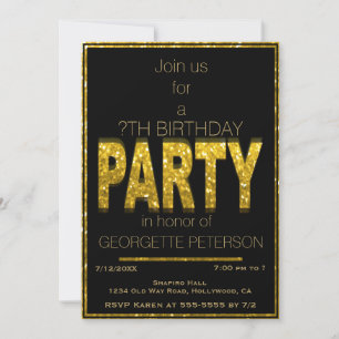 Gold Glam Birthday Party Invitation