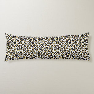 Gold Glam Black Leopard Print Body Pillow
