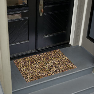 Gold Glam Black Leopard Print Doormat