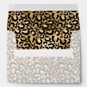 Gold Glam Black Leopard Print Envelope