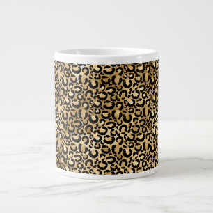 Gold Glam Black Leopard Print Large Coffee Mug