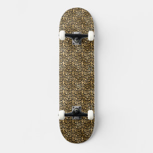 Gold Glam Black Leopard Print Skateboard