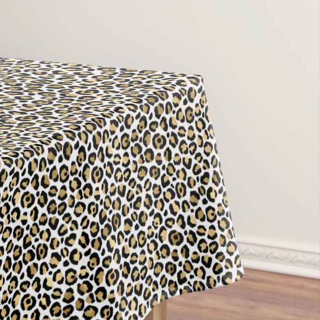 Gold Glam Black Leopard Print Tablecloth (In Situ)
