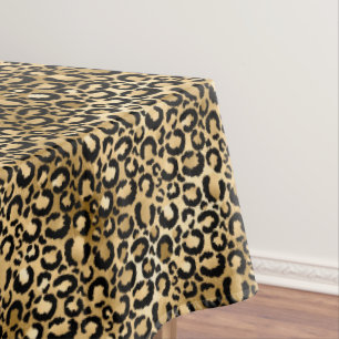 Gold Glam Black Leopard Print Tablecloth
