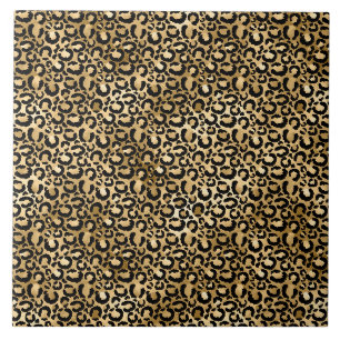 Gold Glam Black Leopard Print Tile