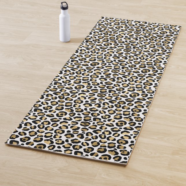 Gold Glam Black Leopard Print Yoga Mat (In Situ)