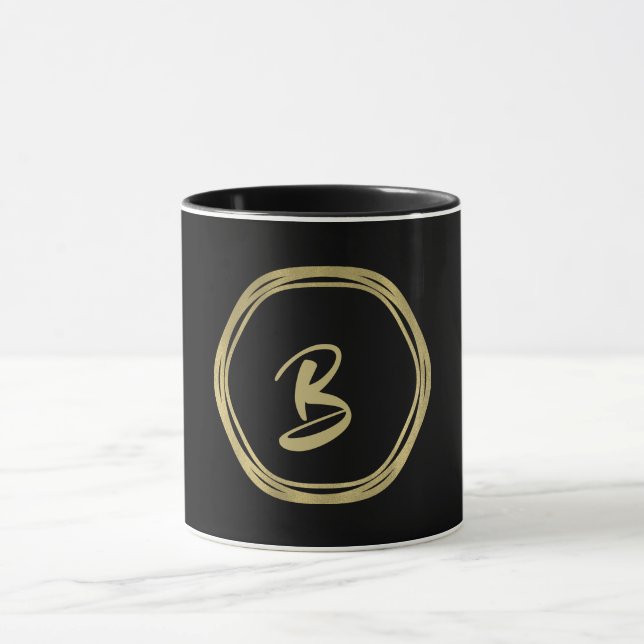 Gold Glam & Black Rings (Any Colour) Modern Glam Mug (Center)