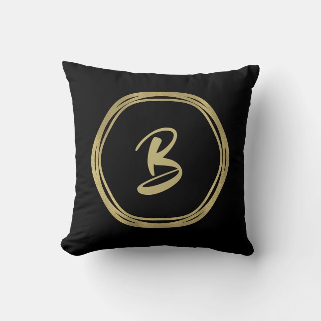 Gold Glam & Black Rings (Any Colour) Modern Glam Throw Pillow (Front)