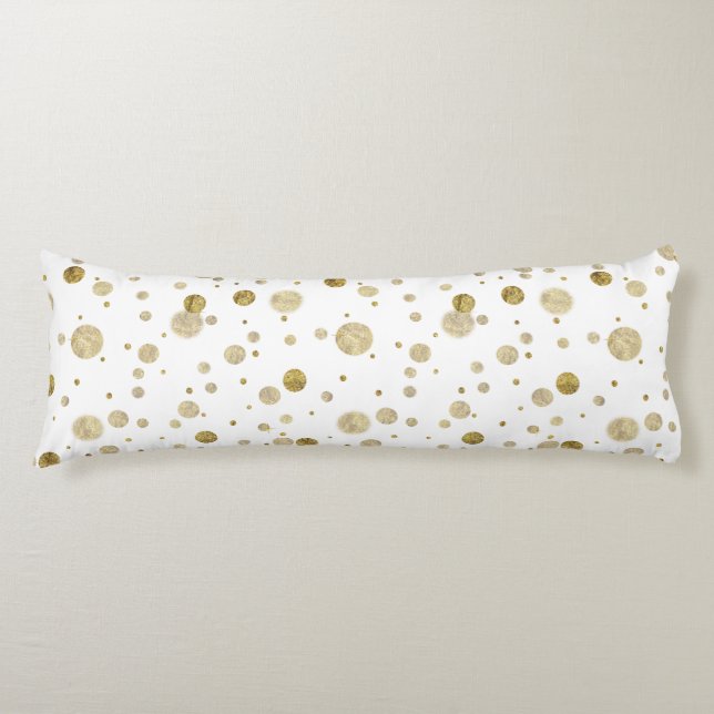 Gold Glam Bokeh Confetti Dots Body Pillow (Front)