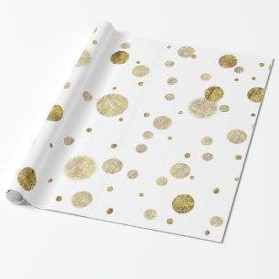 Gold Glam Bokeh Confetti Dots Wrapping Paper