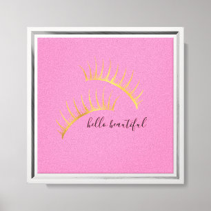 Gold Glam Chic Pink Eyelashes Canvas Print