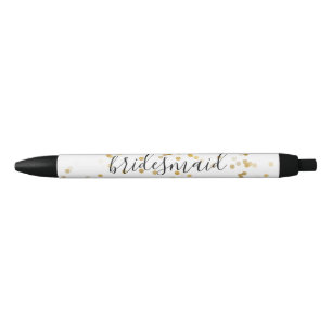 Gold Glam Confetti Bridesmaid Black Ink Pen